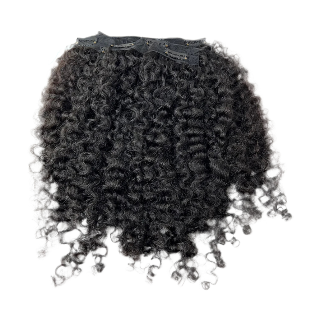 Burmese Human Hair Curly Clip In Hair Extensions