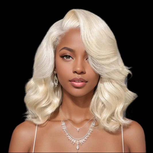 UStyleHair 613 Blonde Bob Lace Hair Lace Front Short Wave Wig Side Part Synthetic Front Wig Heat Resistant Synthetic Hair Daily