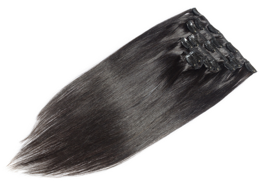 Jet Black Virgin Seamless Clip Ins -Tape Ins