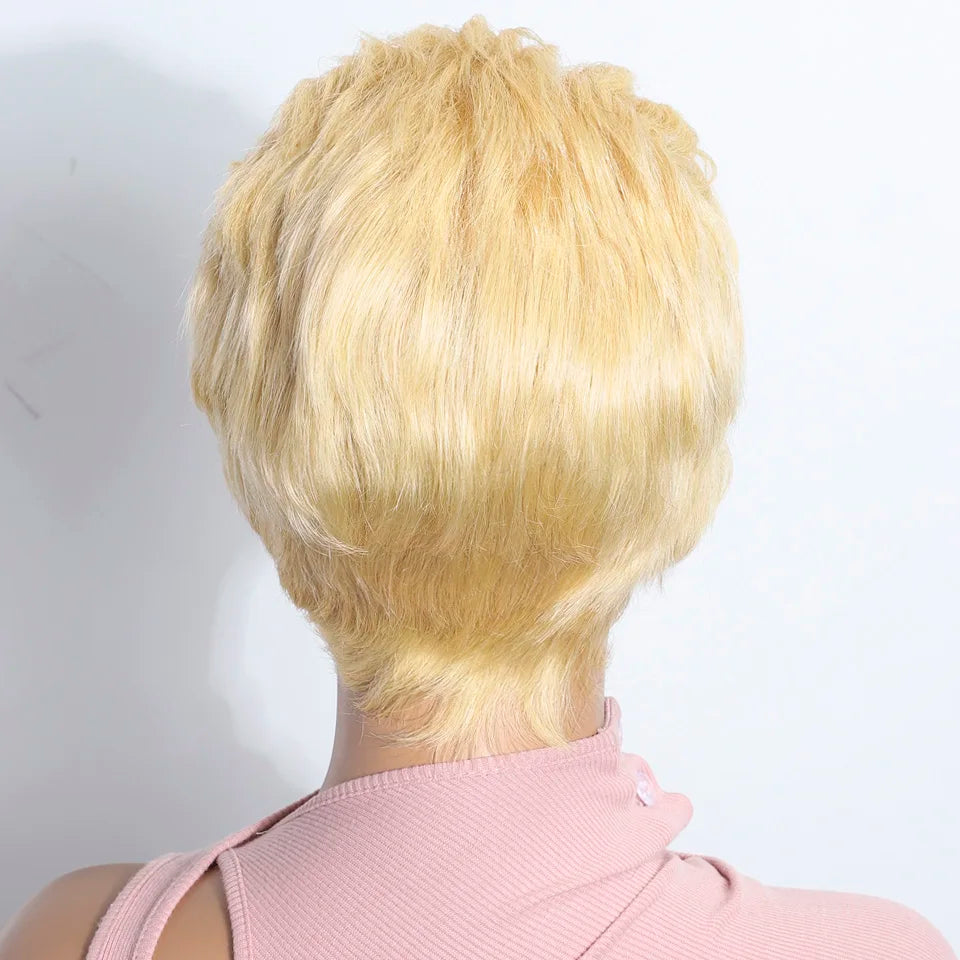 Blonde Pixie Cut Lace Human Hair Wigs